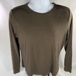 Lauren Ralph Lauren Shirt Womens XL Black Brown Elbow Pads Shoulder Zipper Top